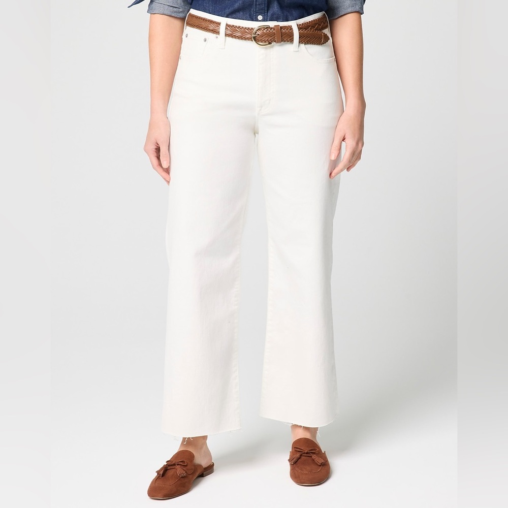 J.Crew Wide Leg Crop Off White Jean Size 31p NWT All Day Stretch